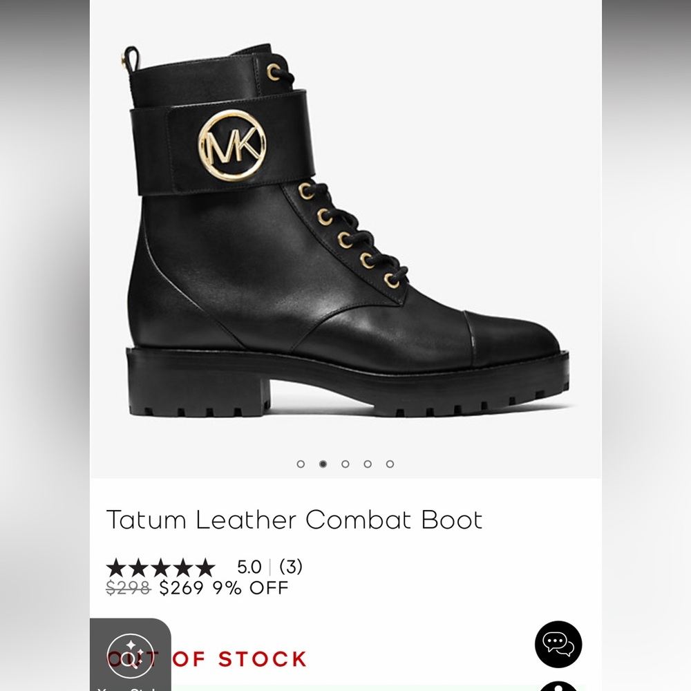 In brand new condition, michael kors varnish leather black tatum combat boots.